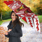 Personalized Gold Coast Suns Umbrella Polynesian Tribal Sun Mascot With Hibiscus Floral Art