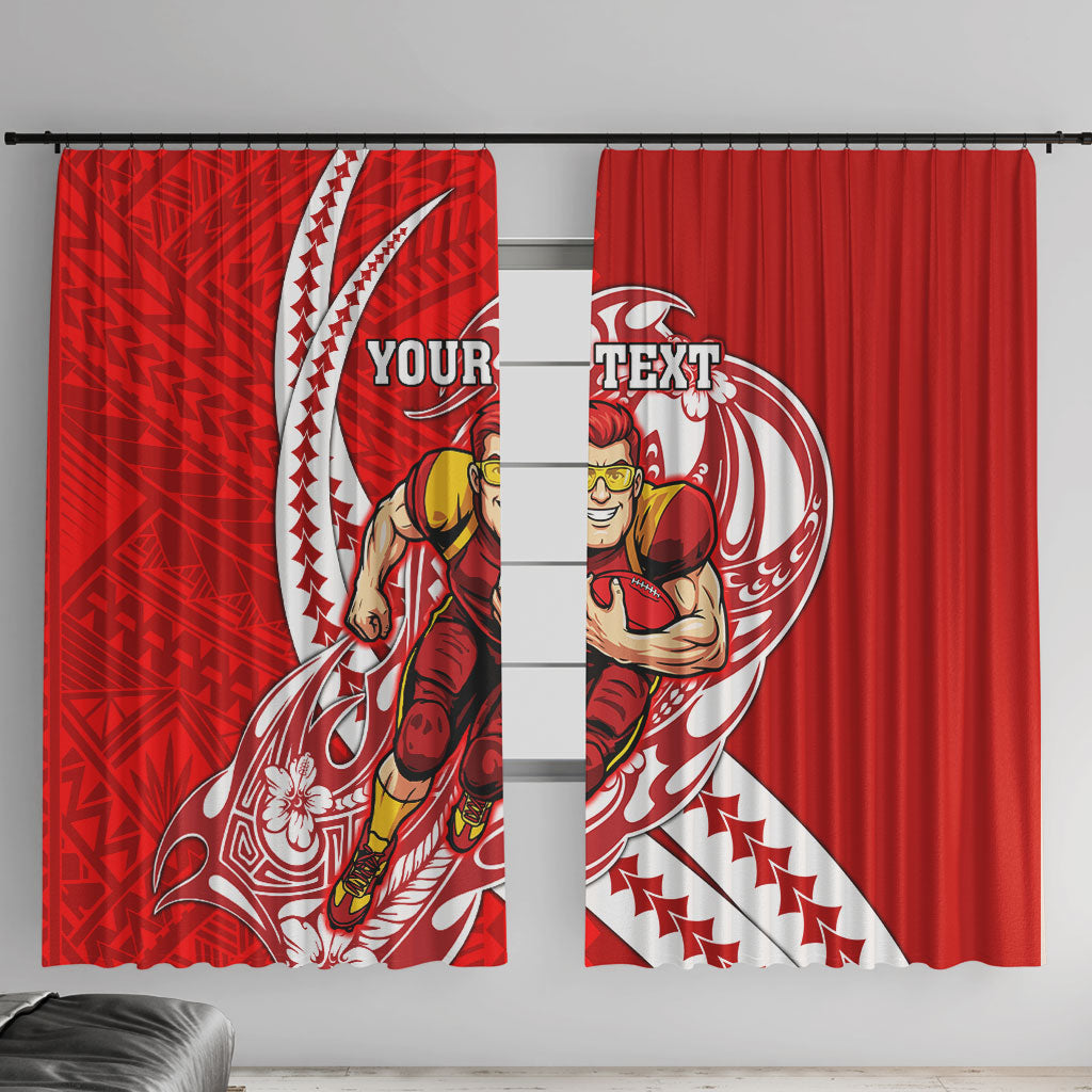 Personalized Gold Coast Suns Window Curtain Polynesian Tribal Sun Mascot With Hibiscus Floral Art