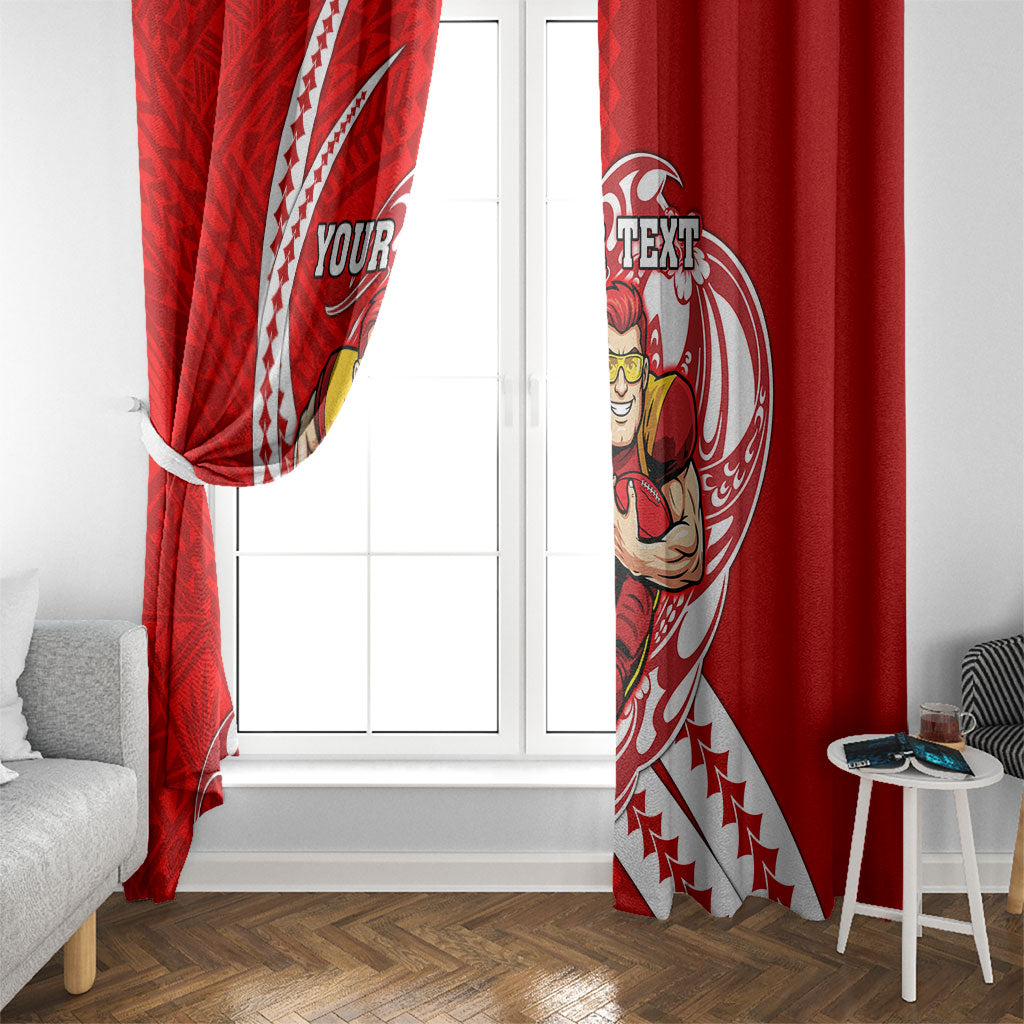 Personalized Gold Coast Suns Window Curtain Polynesian Tribal Sun Mascot With Hibiscus Floral Art