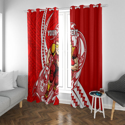 Personalized Gold Coast Suns Window Curtain Polynesian Tribal Sun Mascot With Hibiscus Floral Art