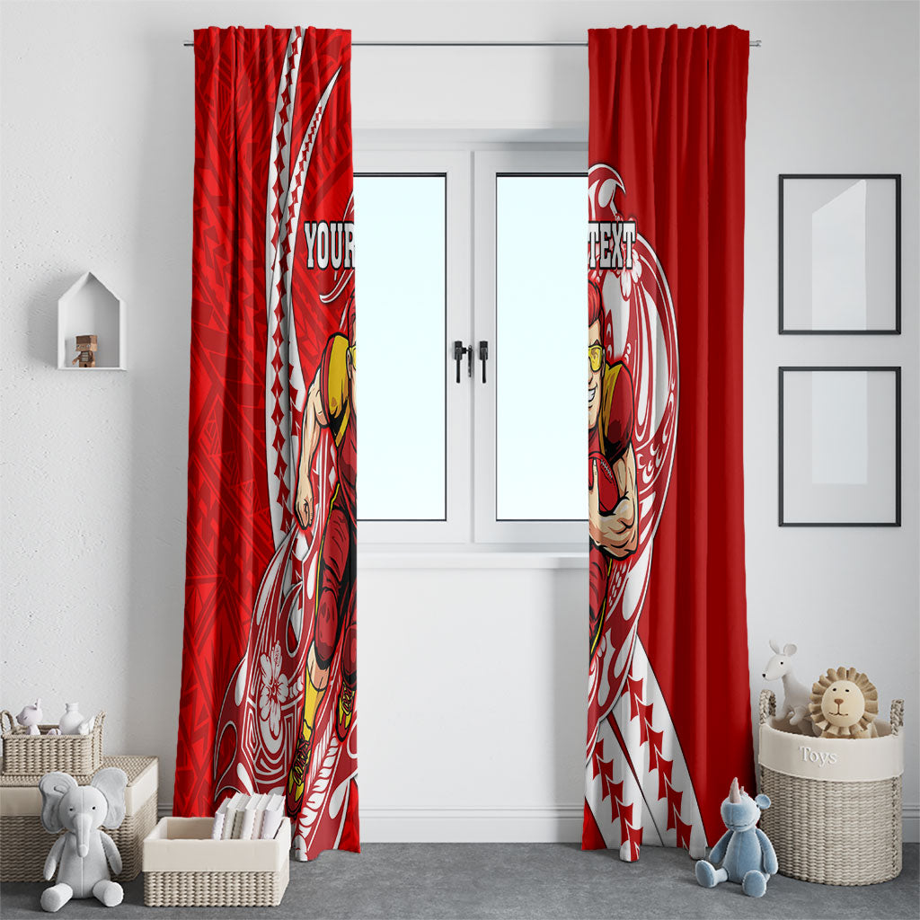 Personalized Gold Coast Suns Window Curtain Polynesian Tribal Sun Mascot With Hibiscus Floral Art