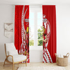 Personalized Gold Coast Suns Window Curtain Polynesian Tribal Sun Mascot With Hibiscus Floral Art