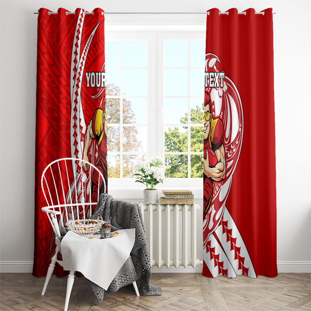 Personalized Gold Coast Suns Window Curtain Polynesian Tribal Sun Mascot With Hibiscus Floral Art