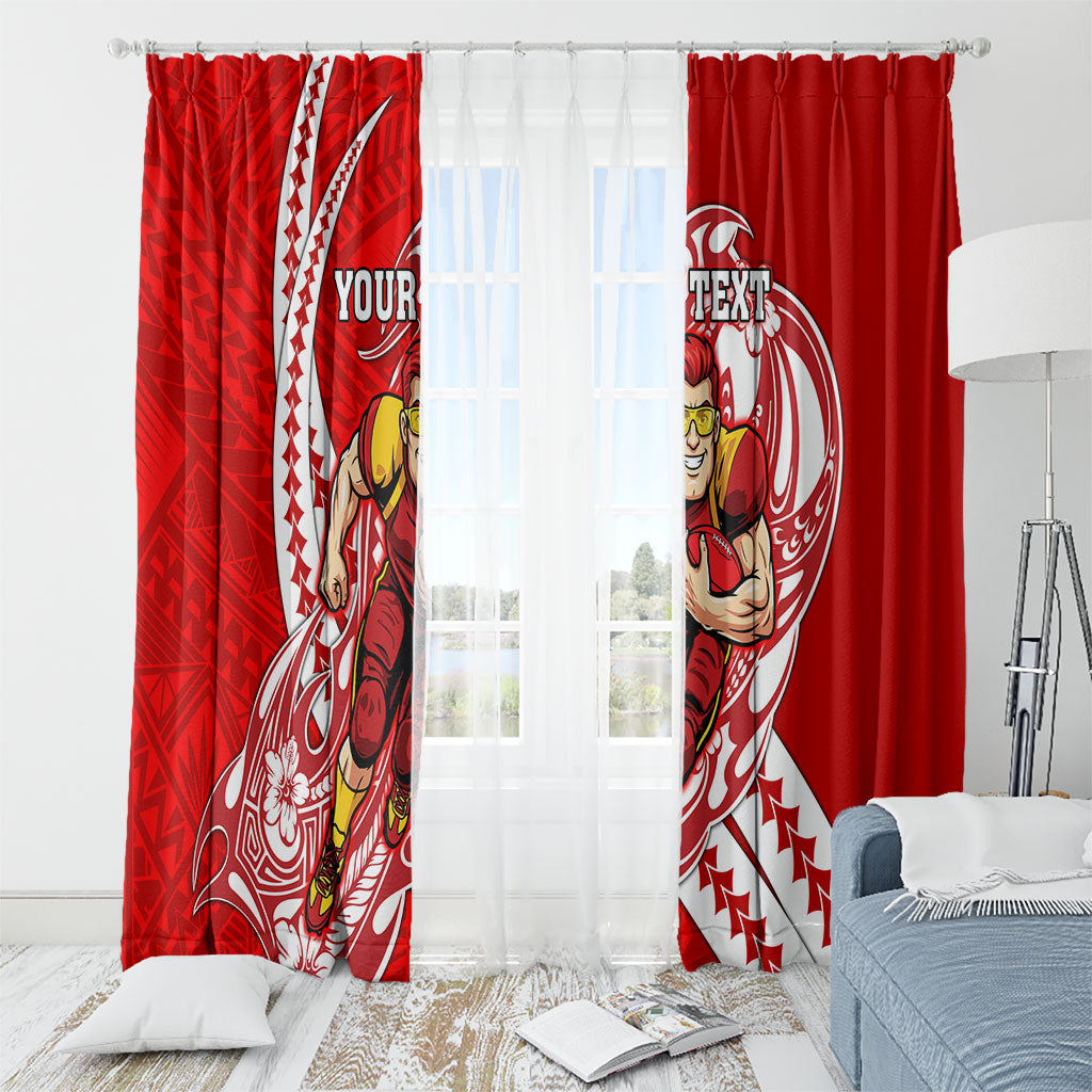 Personalized Gold Coast Suns Window Curtain Polynesian Tribal Sun Mascot With Hibiscus Floral Art