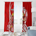 Personalized Gold Coast Suns Window Curtain Polynesian Tribal Sun Mascot With Hibiscus Floral Art