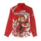 Personalized Gold Coast Suns Women Casual Shirt Polynesian Tribal Sun Mascot With Hibiscus Floral Art
