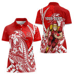 Personalized Gold Coast Suns Women Polo Shirt Polynesian Tribal Sun Mascot With Hibiscus Floral Art
