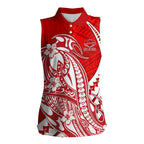 Personalized Gold Coast Suns Women Sleeveless Polo Shirt Polynesian Tribal Sun Mascot With Hibiscus Floral Art