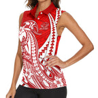 Personalized Gold Coast Suns Women Sleeveless Polo Shirt Polynesian Tribal Sun Mascot With Hibiscus Floral Art