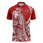 Personalized Gold Coast Suns Zipper Polo Shirt Polynesian Tribal Sun Mascot With Hibiscus Floral Art