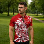 Personalized Gold Coast Suns Zipper Polo Shirt Polynesian Tribal Sun Mascot With Hibiscus Floral Art
