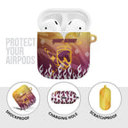 Personalized Brisbane Broncos AirPods Case Y2K Grunge Aesthetic With Cyber Flames and Starburst Graphics