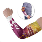Personalized Brisbane Broncos Arm Sleeves Y2K Grunge Aesthetic With Cyber Flames and Starburst Graphics