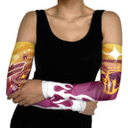 Personalized Brisbane Broncos Arm Sleeves Y2K Grunge Aesthetic With Cyber Flames and Starburst Graphics