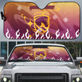 Personalized Brisbane Broncos Auto Sun Shade Y2K Grunge Aesthetic With Cyber Flames and Starburst Graphics