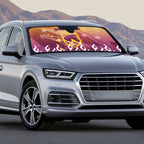 Personalized Brisbane Broncos Auto Sun Shade Y2K Grunge Aesthetic With Cyber Flames and Starburst Graphics