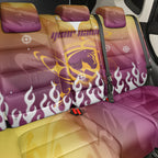 Personalized Brisbane Broncos Back Car Seat Cover Y2K Grunge Aesthetic With Cyber Flames and Starburst Graphics