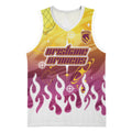 Personalized Brisbane Broncos Basketball Jersey Y2K Grunge Aesthetic With Cyber Flames and Starburst Graphics