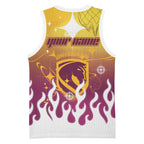 Personalized Brisbane Broncos Basketball Jersey Y2K Grunge Aesthetic With Cyber Flames and Starburst Graphics