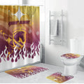 Personalized Brisbane Broncos Bathroom Set Y2K Grunge Aesthetic With Cyber Flames and Starburst Graphics