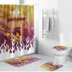Personalized Brisbane Broncos Bathroom Set Y2K Grunge Aesthetic With Cyber Flames and Starburst Graphics