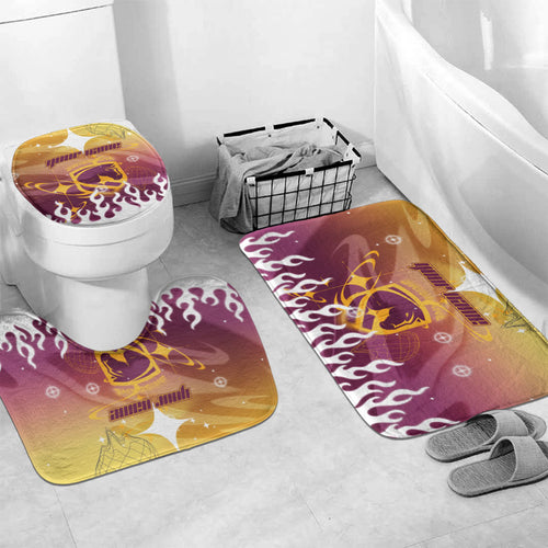 Personalized Brisbane Broncos Bathroom Set Y2K Grunge Aesthetic With Cyber Flames and Starburst Graphics