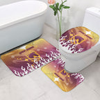 Personalized Brisbane Broncos Bathroom Set Y2K Grunge Aesthetic With Cyber Flames and Starburst Graphics