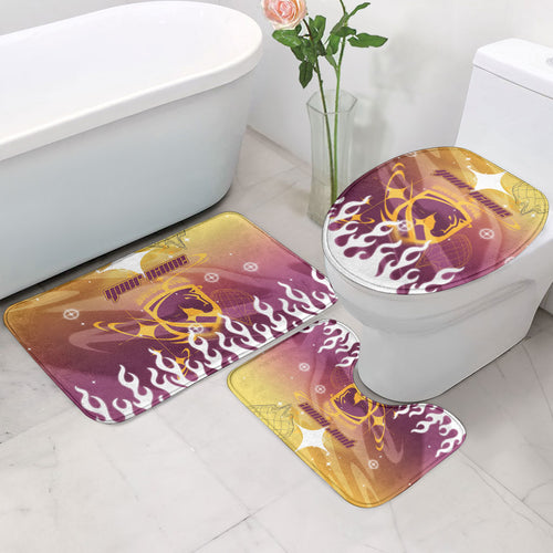 Personalized Brisbane Broncos Bathroom Set Y2K Grunge Aesthetic With Cyber Flames and Starburst Graphics
