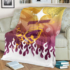 Personalized Brisbane Broncos Blanket Y2K Grunge Aesthetic With Cyber Flames and Starburst Graphics