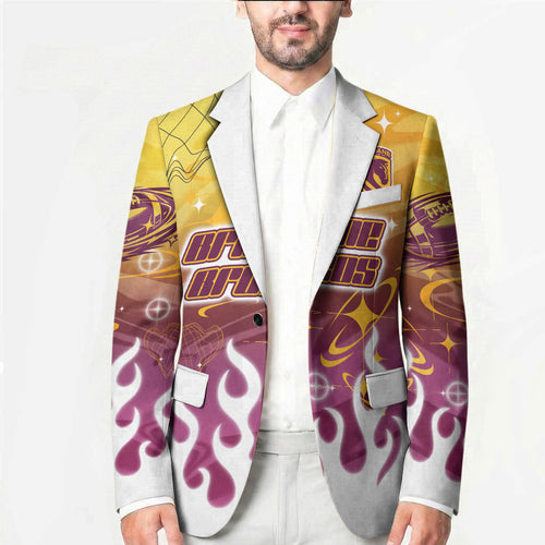 Personalized Brisbane Broncos Blazer Y2K Grunge Aesthetic With Cyber Flames and Starburst Graphics