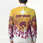 Personalized Brisbane Broncos Blazer Y2K Grunge Aesthetic With Cyber Flames and Starburst Graphics