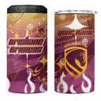 Personalized Brisbane Broncos 4 in 1 Can Cooler Tumbler Y2K Grunge Aesthetic With Cyber Flames and Starburst Graphics