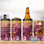 Personalized Brisbane Broncos 4 in 1 Can Cooler Tumbler Y2K Grunge Aesthetic With Cyber Flames and Starburst Graphics