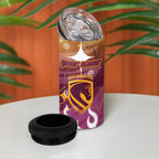Personalized Brisbane Broncos 4 in 1 Can Cooler Tumbler Y2K Grunge Aesthetic With Cyber Flames and Starburst Graphics
