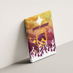 Personalized Brisbane Broncos Canvas Wall Art Y2K Grunge Aesthetic With Cyber Flames and Starburst Graphics