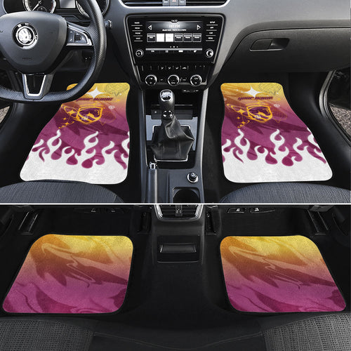 Personalized Brisbane Broncos Car Mats Y2K Grunge Aesthetic With Cyber Flames and Starburst Graphics