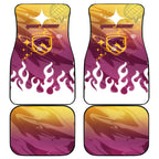 Personalized Brisbane Broncos Car Mats Y2K Grunge Aesthetic With Cyber Flames and Starburst Graphics