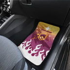 Personalized Brisbane Broncos Car Mats Y2K Grunge Aesthetic With Cyber Flames and Starburst Graphics