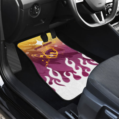 Personalized Brisbane Broncos Car Mats Y2K Grunge Aesthetic With Cyber Flames and Starburst Graphics