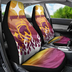 Personalized Brisbane Broncos Car Seat Cover Y2K Grunge Aesthetic With Cyber Flames and Starburst Graphics