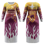 Personalized Brisbane Broncos Couples Matching Long Sleeve Bodycon Dress and Long Sleeve Button Shirt Y2K Grunge Aesthetic With Cyber Flames and Starburst Graphics
