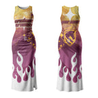 Personalized Brisbane Broncos Couples Matching Tank Maxi Dress and Hawaiian Shirt Y2K Grunge Aesthetic With Cyber Flames and Starburst Graphics