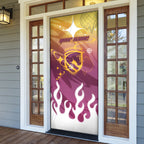 Personalized Brisbane Broncos Door Cover Y2K Grunge Aesthetic With Cyber Flames and Starburst Graphics