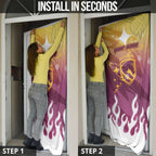 Personalized Brisbane Broncos Door Cover Y2K Grunge Aesthetic With Cyber Flames and Starburst Graphics