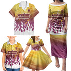 Personalized Brisbane Broncos Family Matching Puletasi and Hawaiian Shirt Y2K Grunge Aesthetic With Cyber Flames and Starburst Graphics