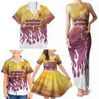 Personalized Brisbane Broncos Family Matching Tank Maxi Dress and Hawaiian Shirt Y2K Grunge Aesthetic With Cyber Flames and Starburst Graphics