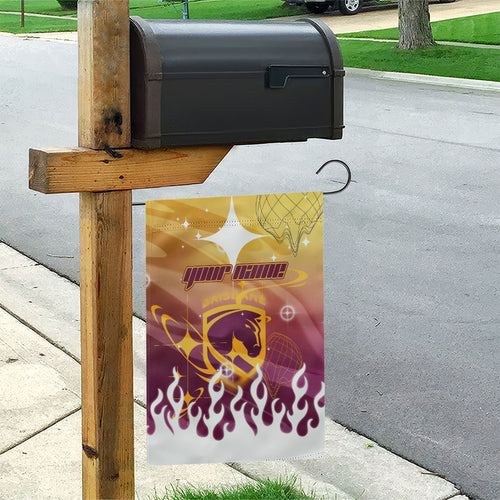 Personalized Brisbane Broncos Garden Flag Y2K Grunge Aesthetic With Cyber Flames and Starburst Graphics
