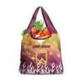 Personalized Brisbane Broncos Grocery Bag Y2K Grunge Aesthetic With Cyber Flames and Starburst Graphics