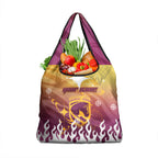 Personalized Brisbane Broncos Grocery Bag Y2K Grunge Aesthetic With Cyber Flames and Starburst Graphics
