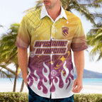 Personalized Brisbane Broncos Hawaiian Shirt Y2K Grunge Aesthetic With Cyber Flames and Starburst Graphics